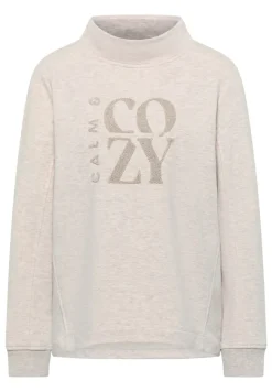 Pullover mit Embroidery oat milk beige melange