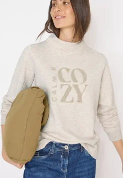 Pullover mit Embroidery oat milk beige melange