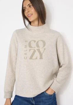 Pullover mit Embroidery oat milk beige melange