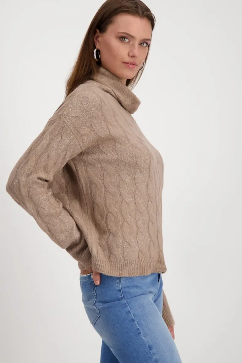 Pullover mit Glitzerdruck milk chocolate