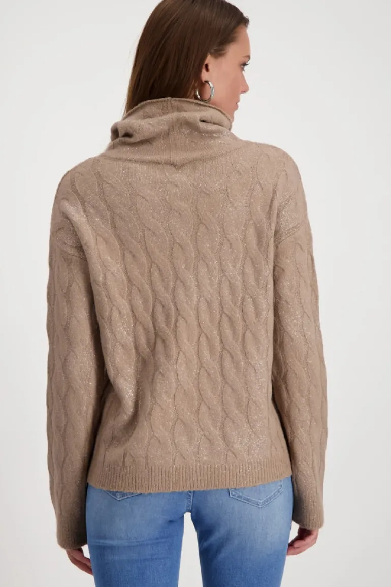 Pullover mit Glitzerdruck milk chocolate