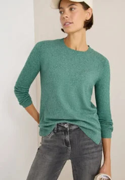 Pullover mit Strickdetail jewel green melange