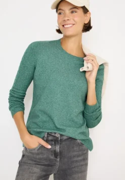 Pullover mit Strickdetail jewel green melange