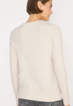 Pullover mit Strickdetail oat milk beige melange