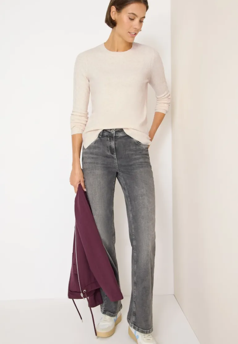 Pullover mit Strickdetail oat milk beige melange