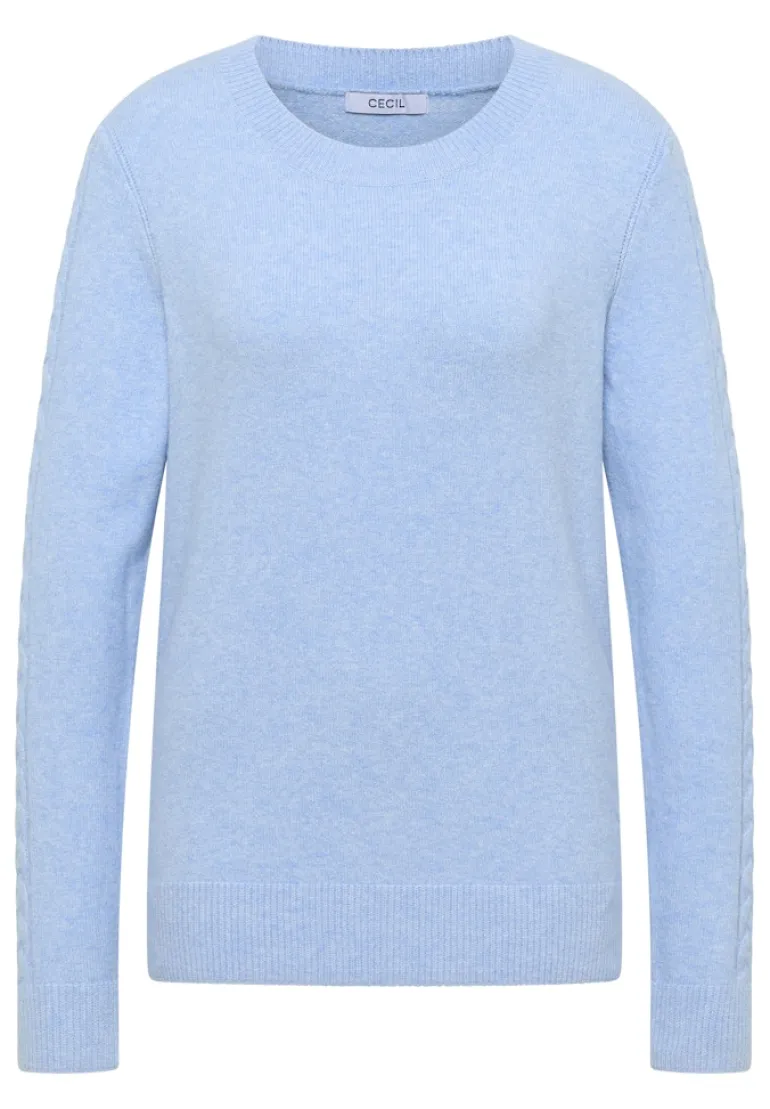 Pullover mit Strickdetail sporty light blue melange