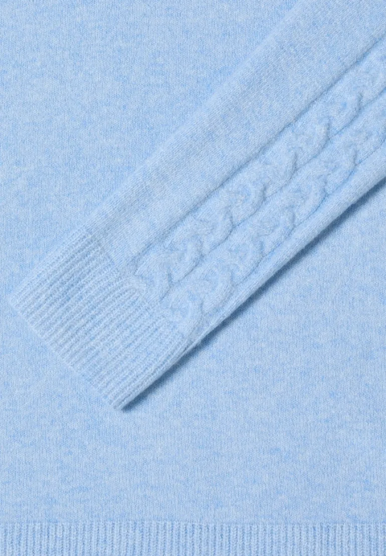 Pullover mit Strickdetail sporty light blue melange