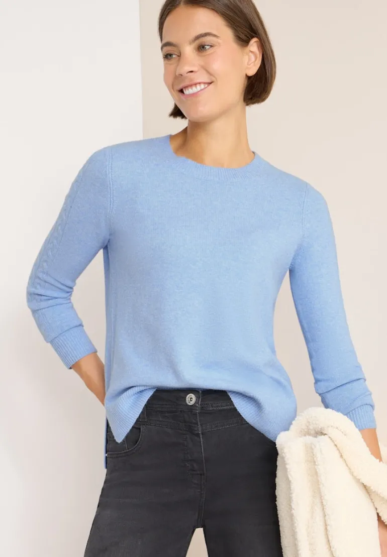 Pullover mit Strickdetail sporty light blue melange