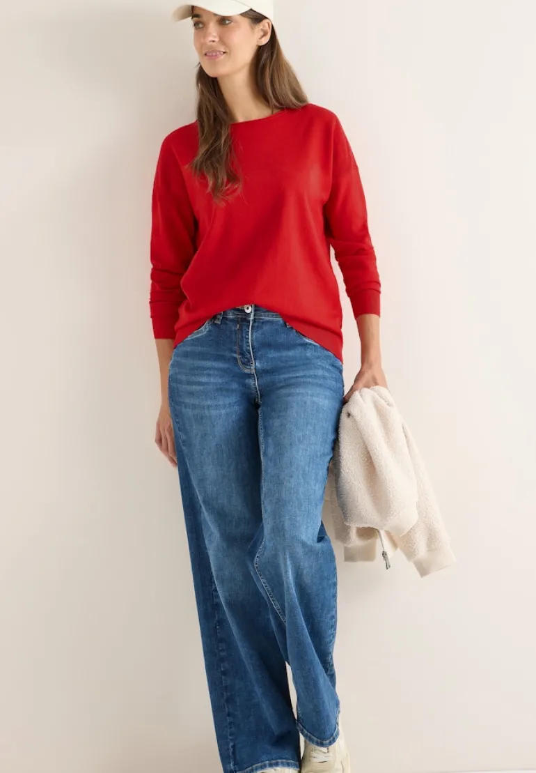 Pullover mit Strukturdetail fiery red