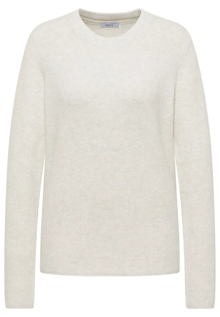 Pullover mit Strukturdetails eggshell melange
