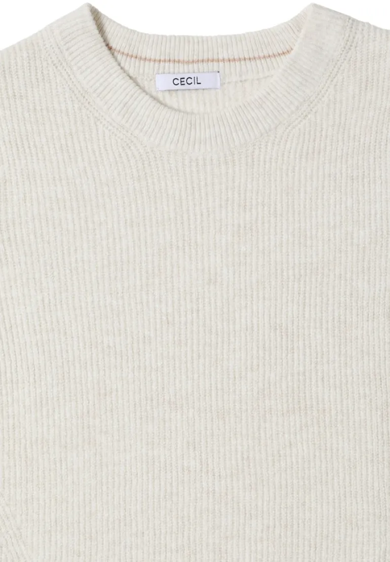 Pullover mit Strukturdetails eggshell melange