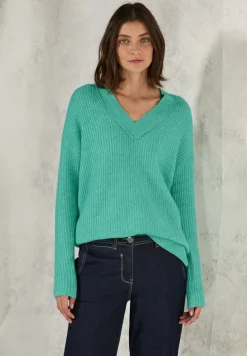Pullover mit V-Ausschnitt aventurine green melange