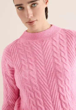 Pullover mit Zopfmuster dark blossom melange