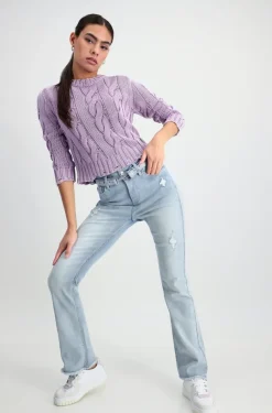 Pullover mit Zopfmuster lavender rose