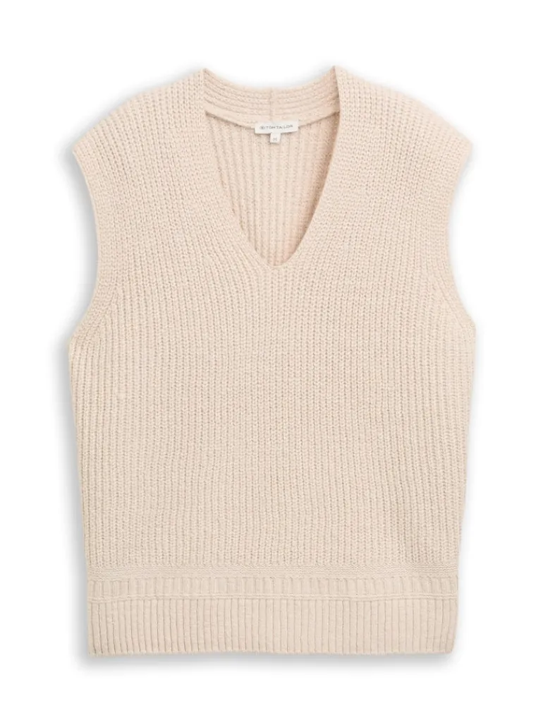 Pullunder mit V-Ausschnitt sand stone beige melange
