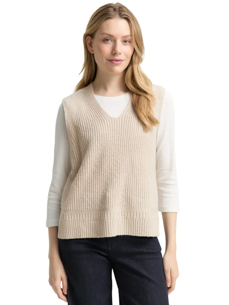 Pullunder mit V-Ausschnitt sand stone beige melange