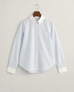 Regular Fit Bluse mit Kontrastkragen und Streifen clear sky