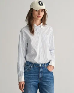 Regular Fit Bluse mit Kontrastkragen und Streifen clear sky
