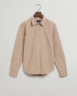 Regular Fit Broadcloth Bluse mit Vichy-Karo warm khaki