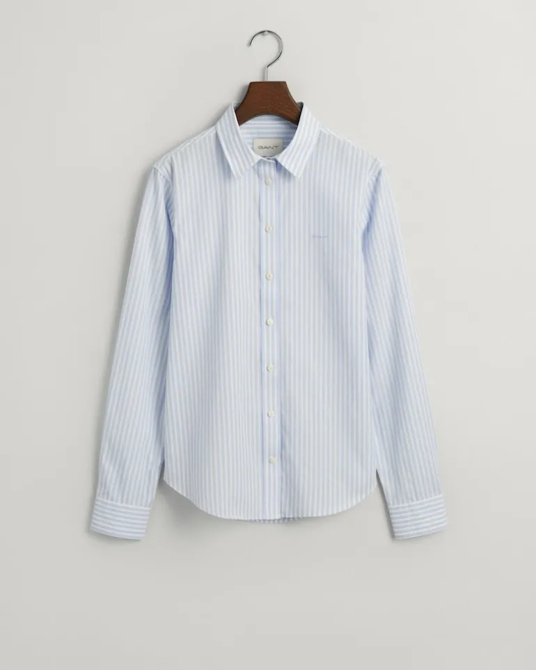 Regular Fit Classic Popeline Hemd mit Streifen light blue