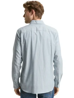 Regular Fit Flanell-Hemd mit Muster light blue fine stripe