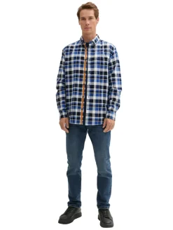 Regular Fit Hemd im Karomuster blue white check
