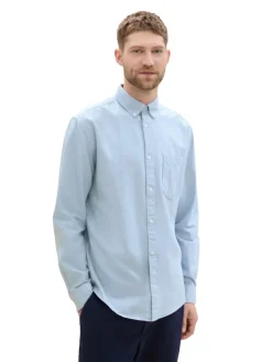 Regular Fit Hemd mit Brusttasche light blue chambray