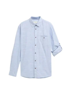 Regular Fit Hemd mit Turn-up-Funktion navy white fil a fil dobby
