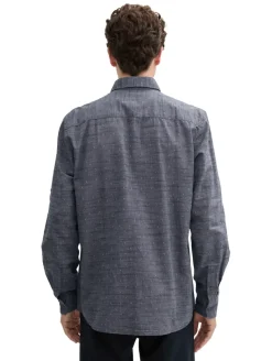 Regular Fit Hemd mit Turn-up-Funktion navy white fil a fil dobby