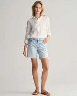 Regular Fit Leinen Chambray Bluse white