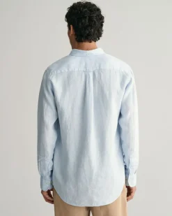 Regular Fit Leinen Hemd mit Streifen capri blue