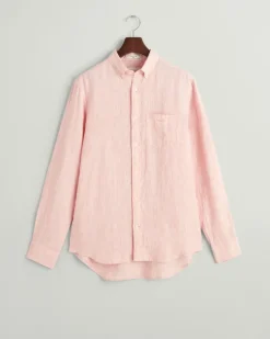 Regular Fit Leinen Hemd mit Streifen peachy pink