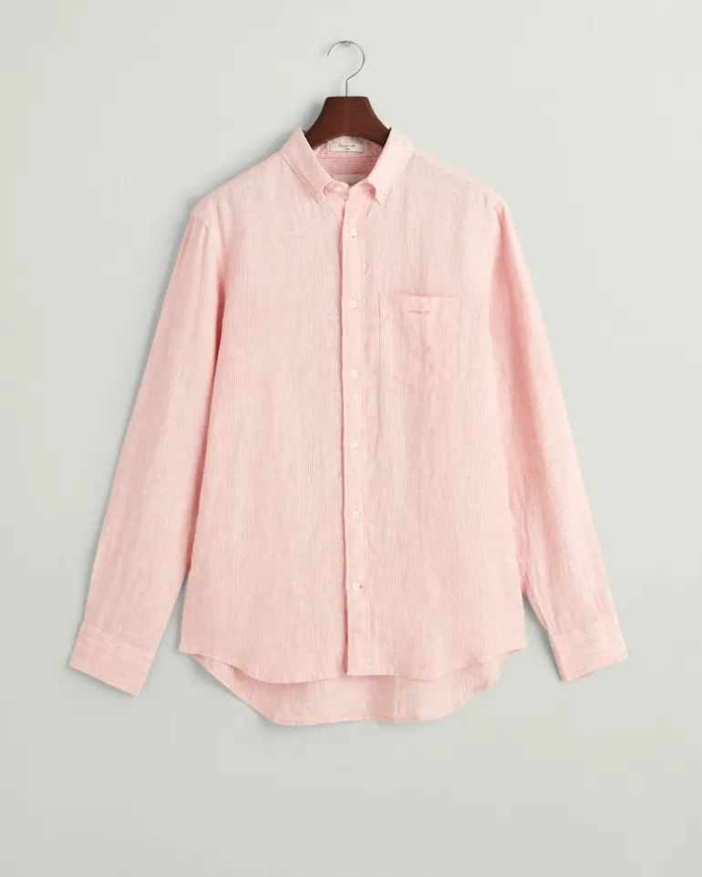 Regular Fit Leinen Hemd mit Streifen peachy pink