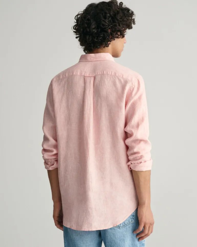 Regular Fit Leinen Hemd mit Streifen peachy pink