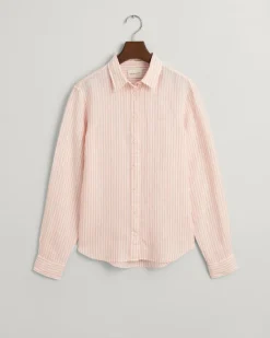 Regular Fit Leinenhemd mit Streifen peachy pink
