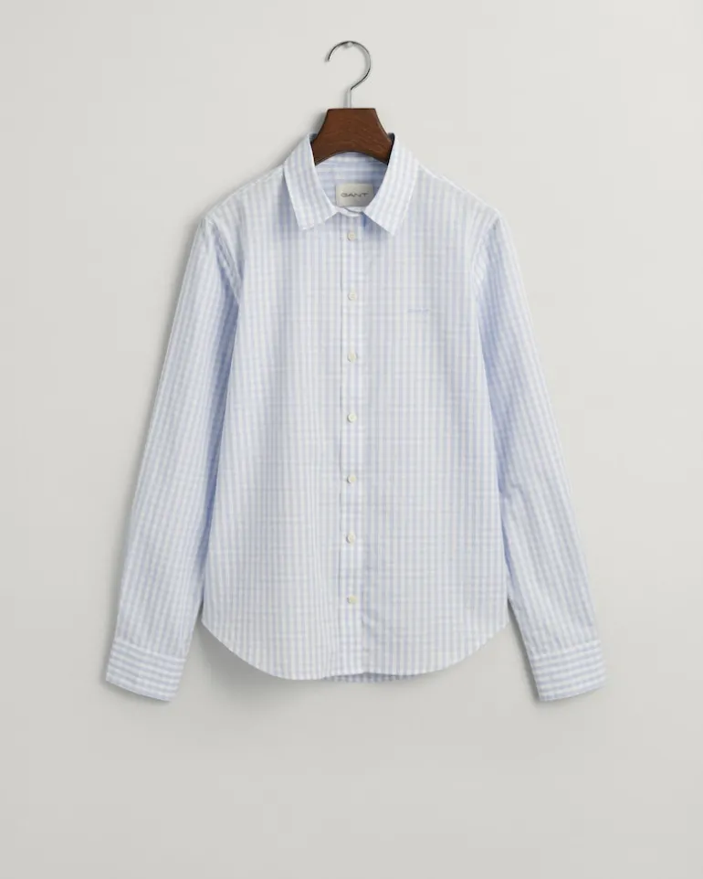 Regular Fit Popeline Bluse mit Vichy-Karo light blue