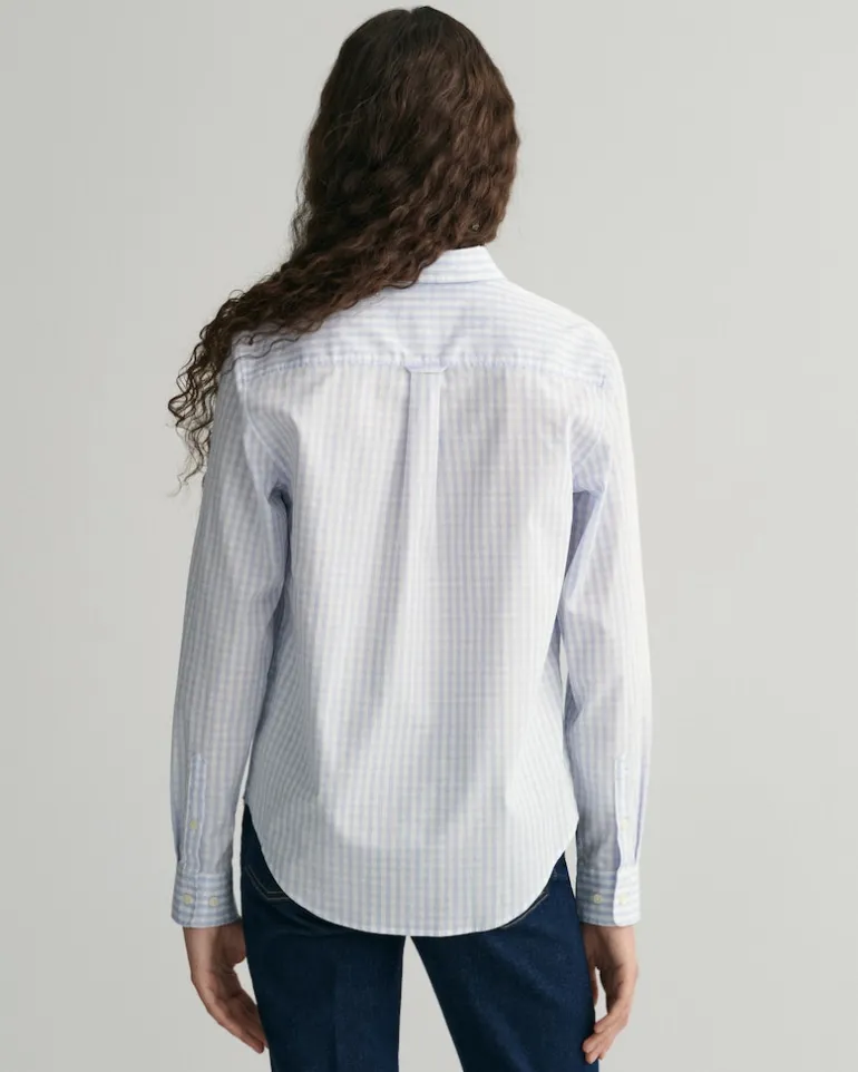 Regular Fit Popeline Bluse mit Vichy-Karo light blue