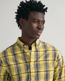 Regular Fit Popeline Karohemd parchment yellow