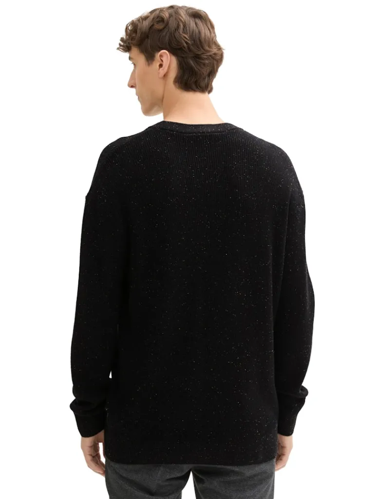 Relaxed Fit Pullover aus Baumwolle black multicolor neps