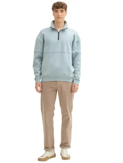 Relaxed Troyer Sweatshirt light grey mint