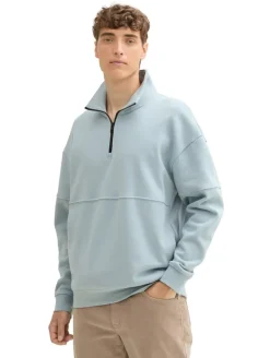 Relaxed Troyer Sweatshirt light grey mint