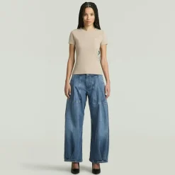 Rib cap sleeve wmn dk brick