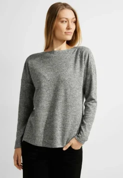Rippshirt in Melange black melange