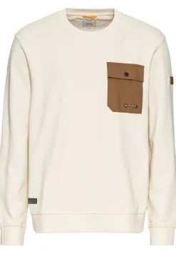 Rundhals Sweatshirt mit Brusttasche creme