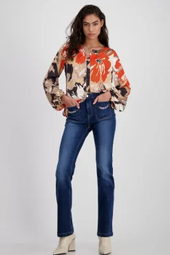 Satin Bluse geblümt lava gemustert