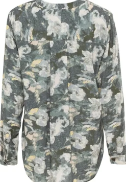 Schlupfbluse mit Stehkragen aop smoked khaki