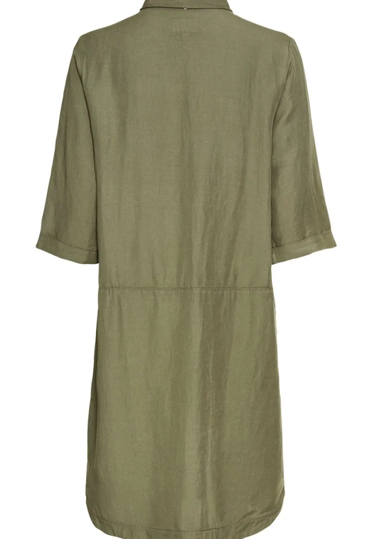 Schlupfkleid mit Hemdkragen olive