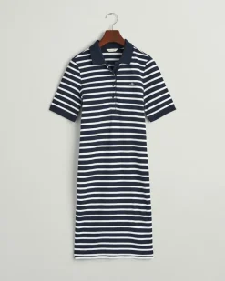 Shield Piqué Polokleid mit Streifen evening blue