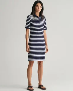 Shield Piqué Polokleid mit Streifen evening blue