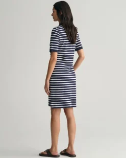 Shield Piqué Polokleid mit Streifen evening blue